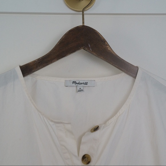 Madewell Button Short-Sleeve Tiered Mini Dress Med - Picture 4 of 5